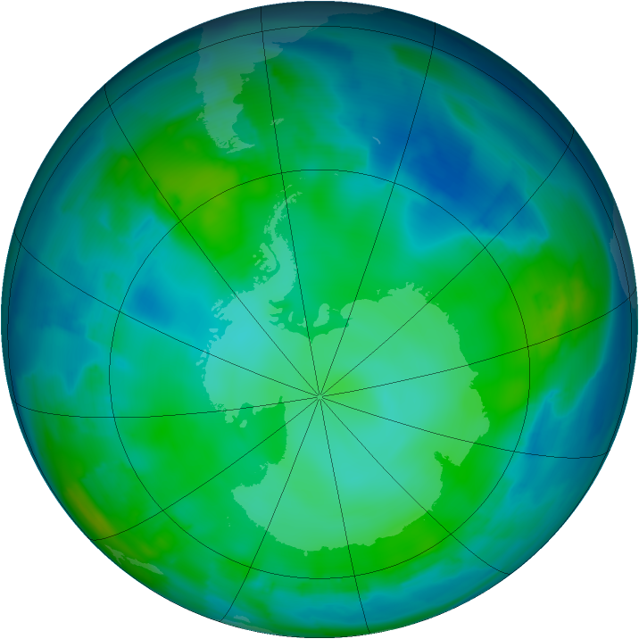 Antarctic ozone map for 18 May 2012